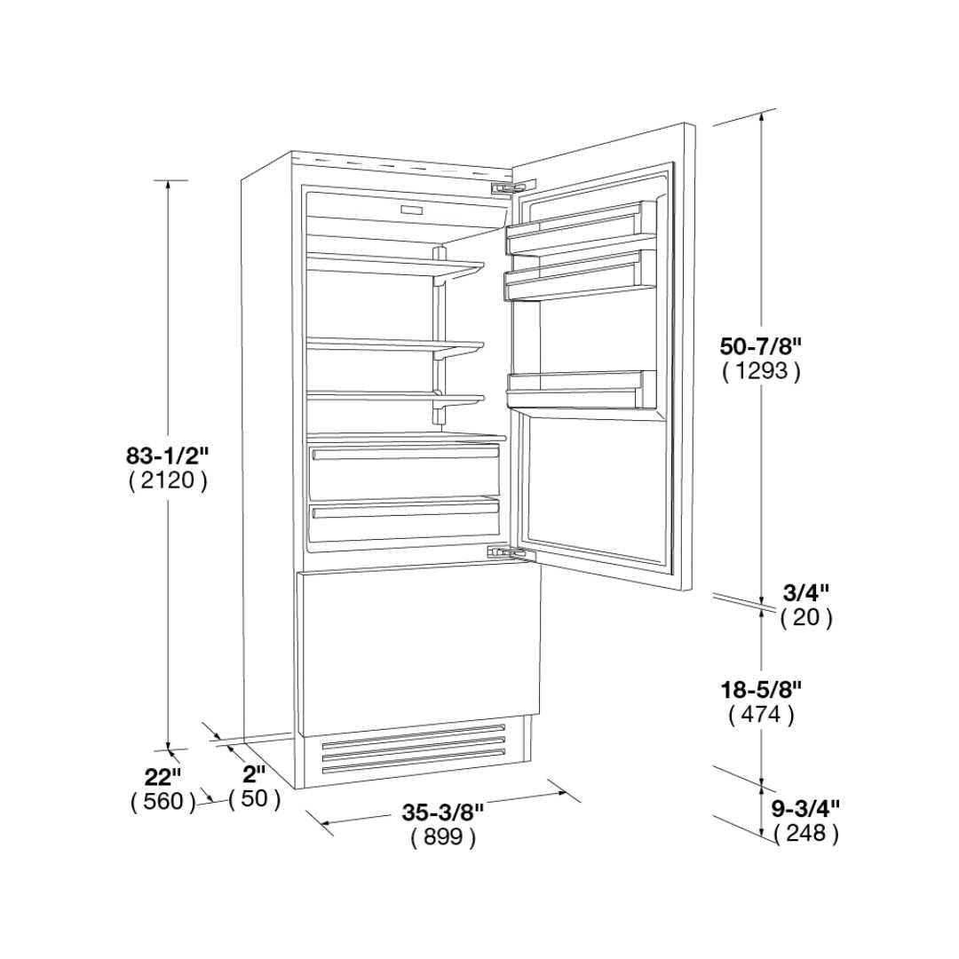 Refrigerador Bottom Drawer Bisagra Der Panelable 36" - FULGOR MILANO