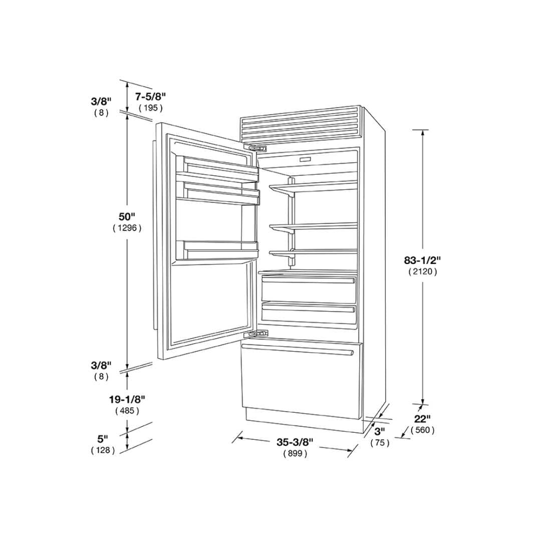 Refrigerador Bottom Drawer Bisagra Izq Profesional 36" - FULGOR MILANO