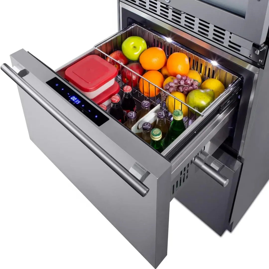 Cava de vinos Dual y cajones refrigerantes 24" Panelable SUMMIT - jamesandstevenmx