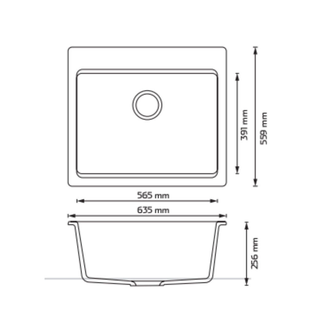 Tarja de cuarzo 1 tina 63.5cm 25" KELE KQSS2522A