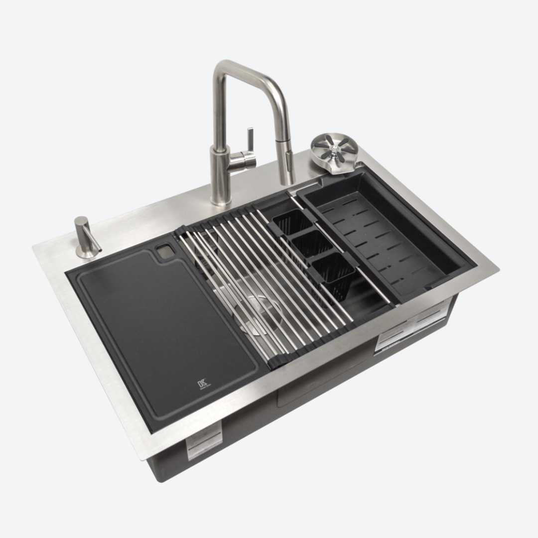 Workstation paquete Tarja + Grifo monomando Antisarro 83.8cm 33" KELE KWS0110AAS