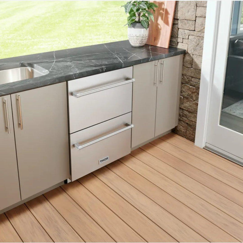 Cajón refrigerante Thor Kitchen de 24 pulgadas para interiores y exteriores en acero inoxidable
