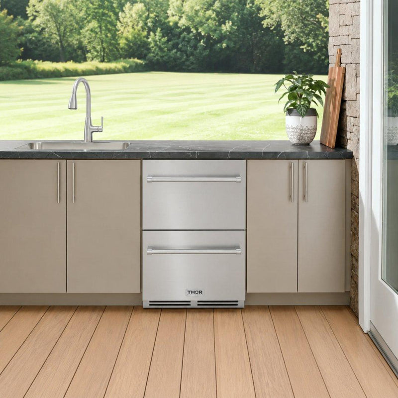 Cajón refrigerante Thor Kitchen de 24 pulgadas para interiores y exteriores en acero inoxidable