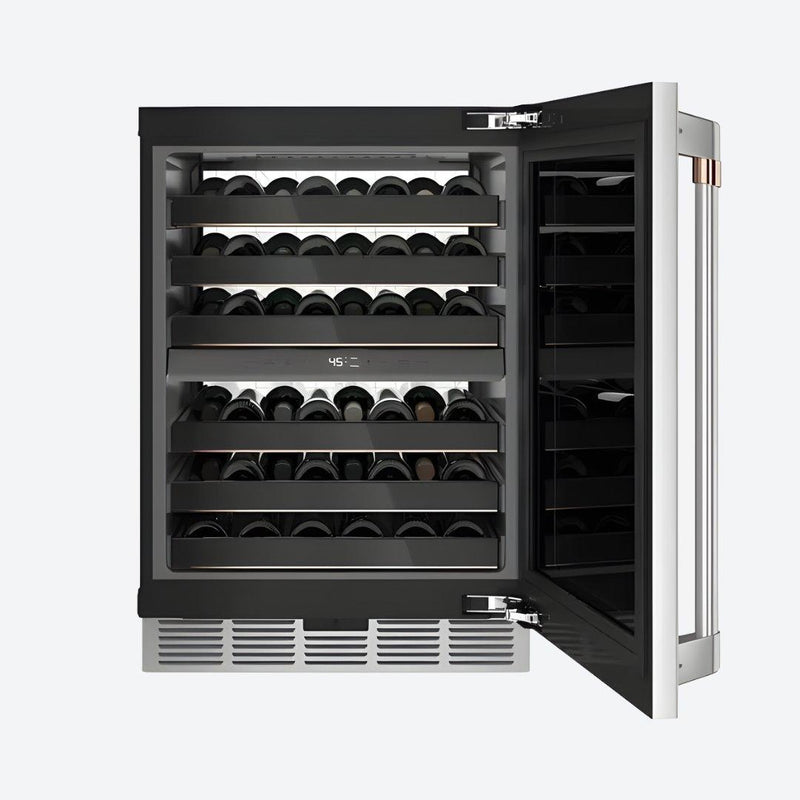 Cava de vinos Café Appliances de 24 pulgadas dual zone en acabado matte black con capacidad para 46 botellas
