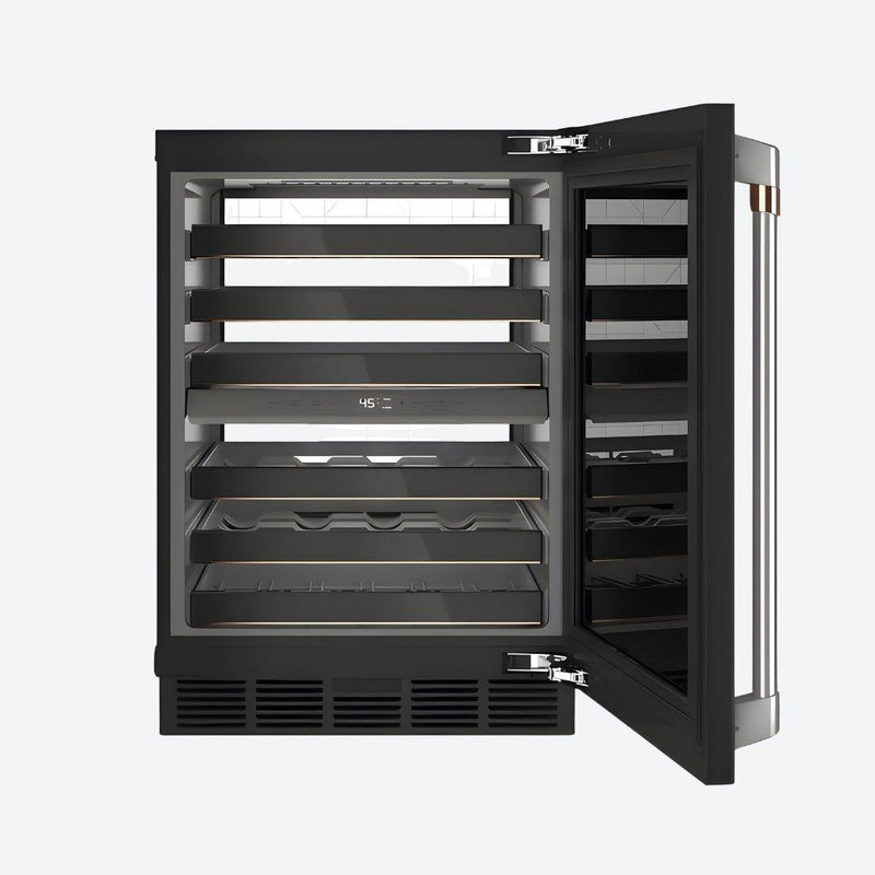 Cava de vinos Café Appliances de 24 pulgadas dual zone en acabado matte black con capacidad para 46 botellas