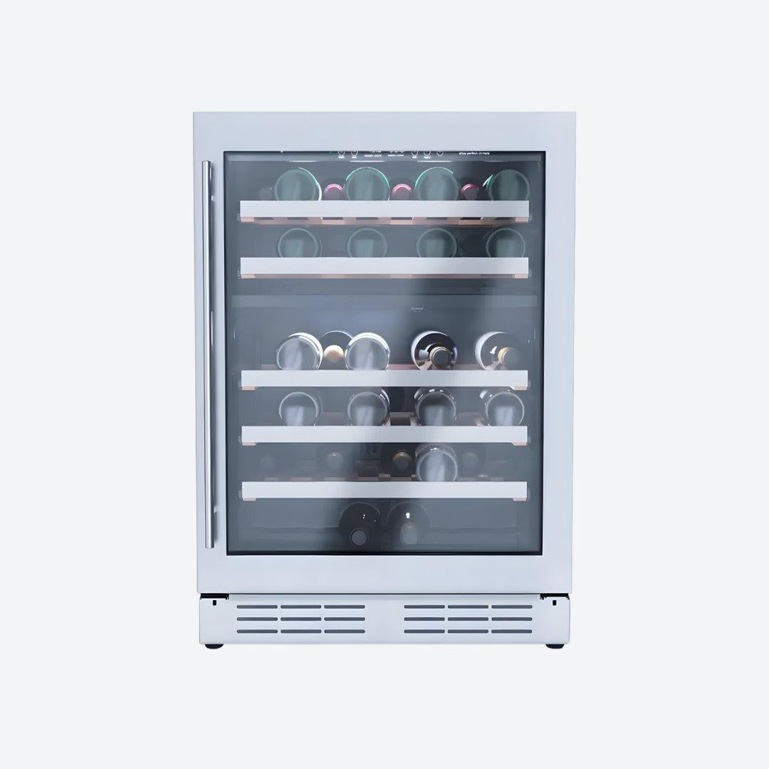 Cava de vinos Elica de 24 pulgadas dual zone con puerta de vidrio UV y repisas de madera