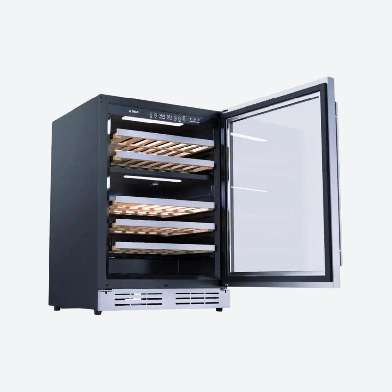 Cava de vinos Elica de 24 pulgadas dual zone con puerta de vidrio UV y repisas de madera