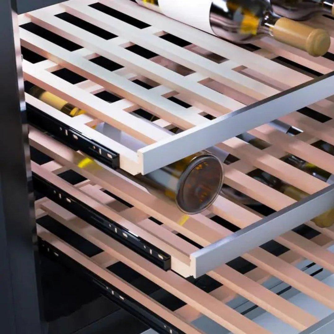 Cava de vinos Elica de 24 pulgadas dual zone con puerta de vidrio UV y repisas de madera