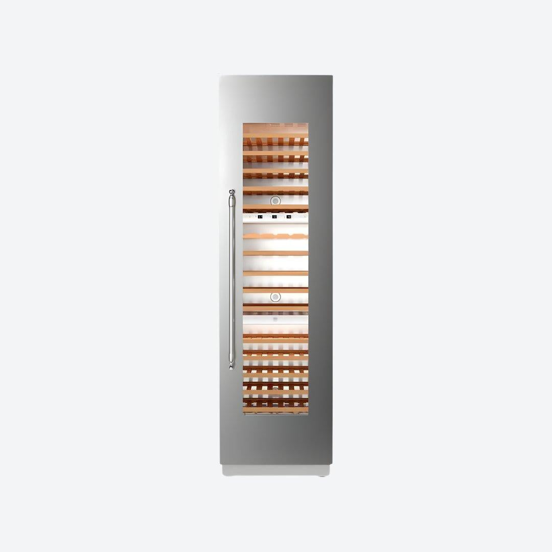 Cava de vinos de columna panelable Bertazzoni de 24 pulgadas con triple zona de temperatura y puerta reversible