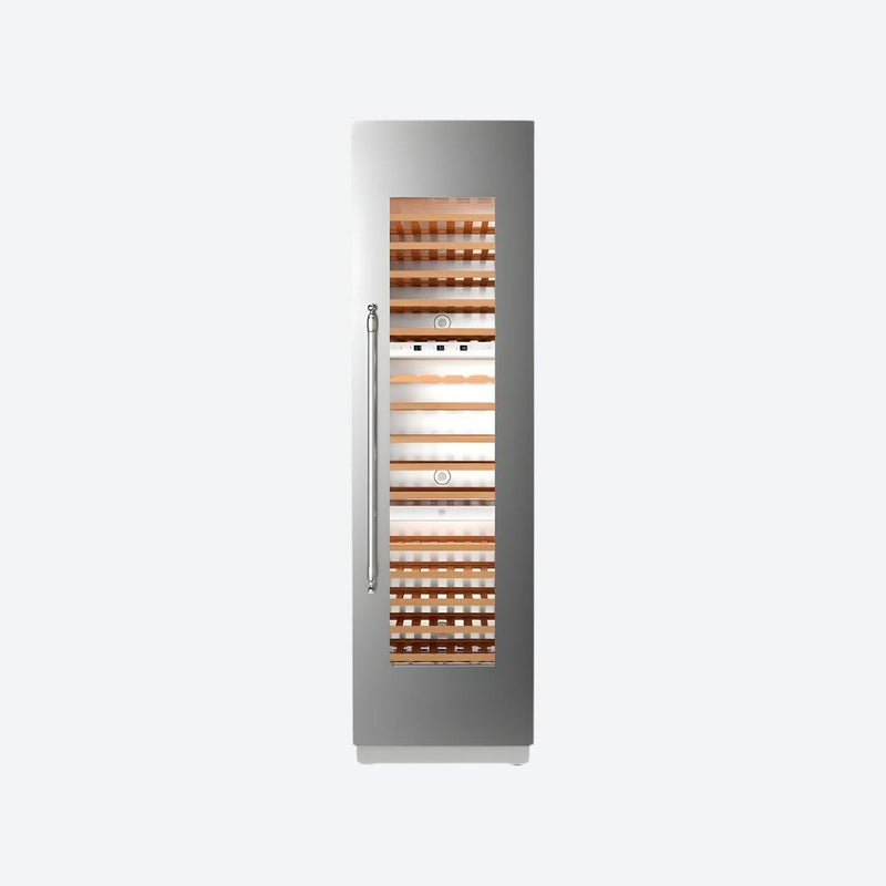 Cava de vinos de columna panelable Bertazzoni de 24 pulgadas con triple zona de temperatura y puerta reversible