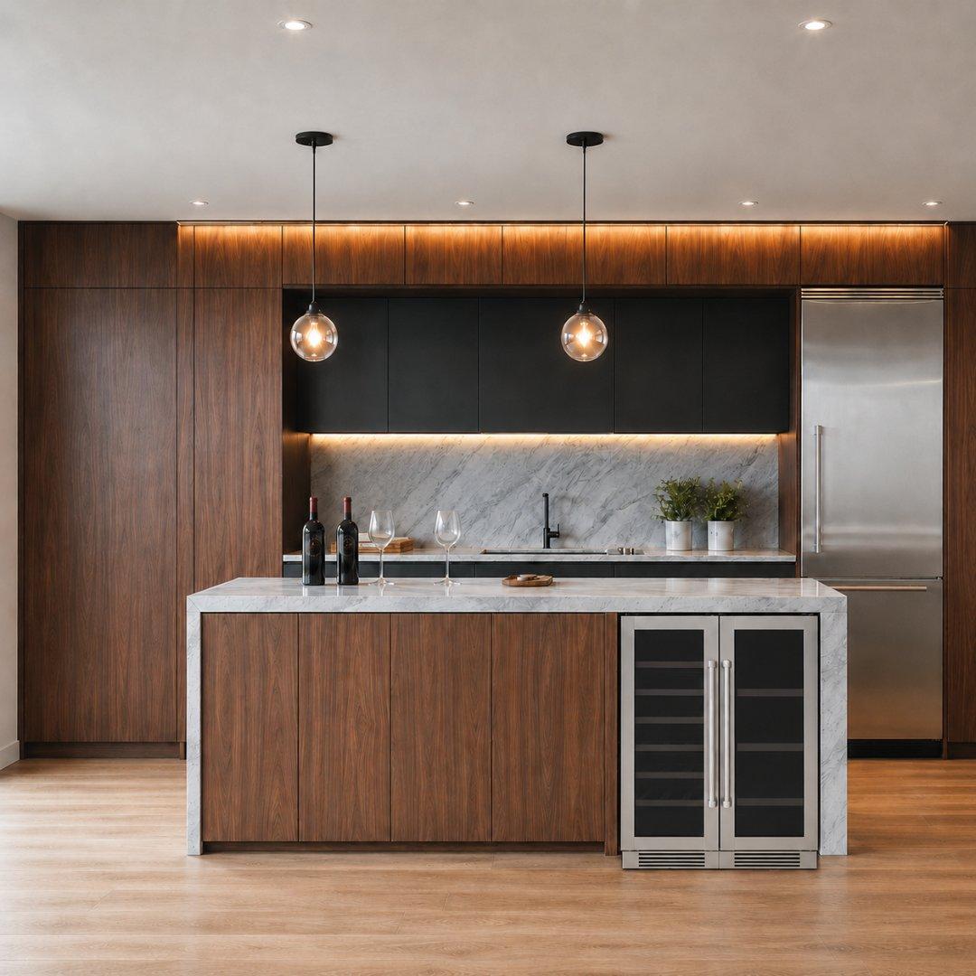 Cava de vinos y centro de bebidas Thor Kitchen de 24 pulgadas con puertas francesas y doble zona