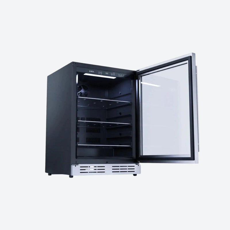 Centro de bebidas Elica de 24 pulgadas con puerta de vidrio y acabado en acero inoxidable
