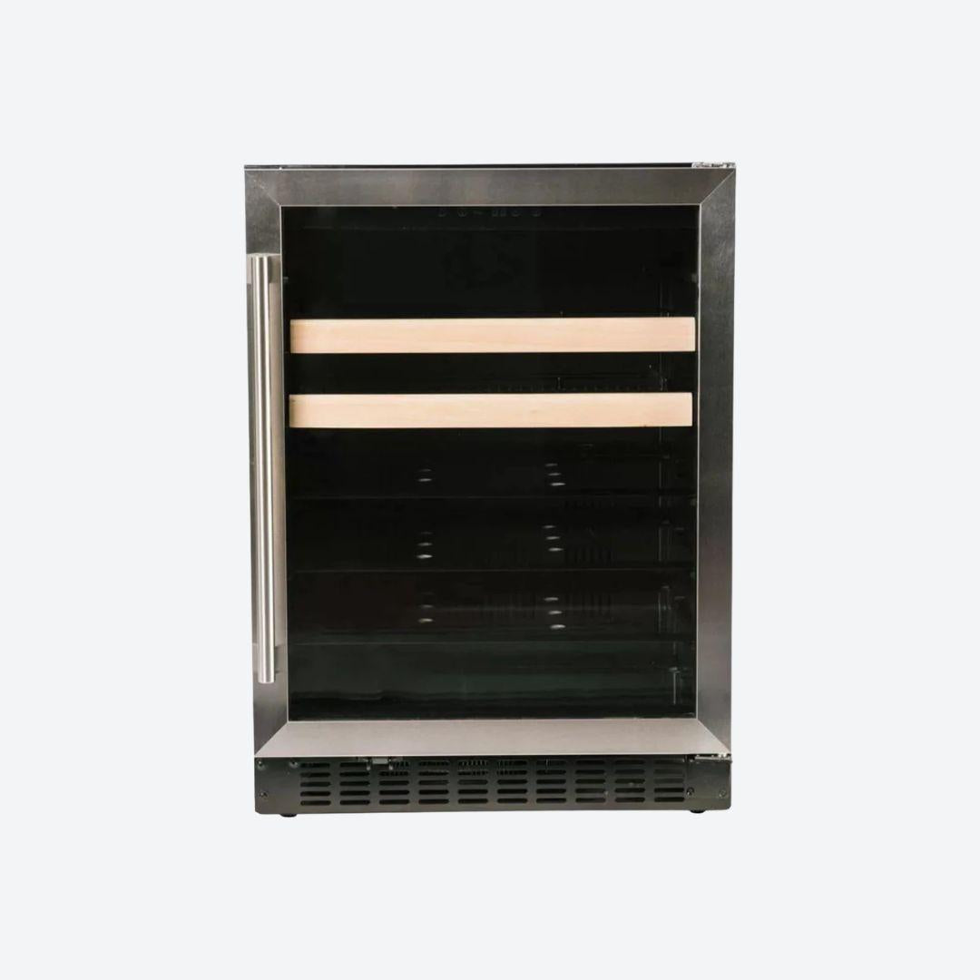 Centro de bebidas Kalt de 24 pulgadas con puerta de cristal, acero inoxidable y luz LED azul