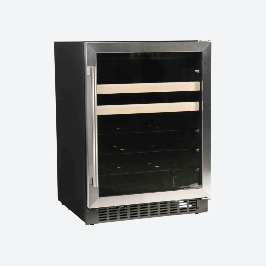 Centro de bebidas Kalt de 24 pulgadas con puerta de cristal, acero inoxidable y luz LED azul