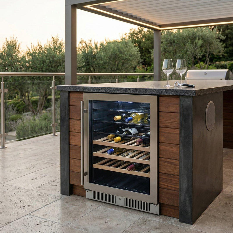 Centro de bebidas Blaze de 20 pulgadas para exteriores con puerta de cristal y control digital