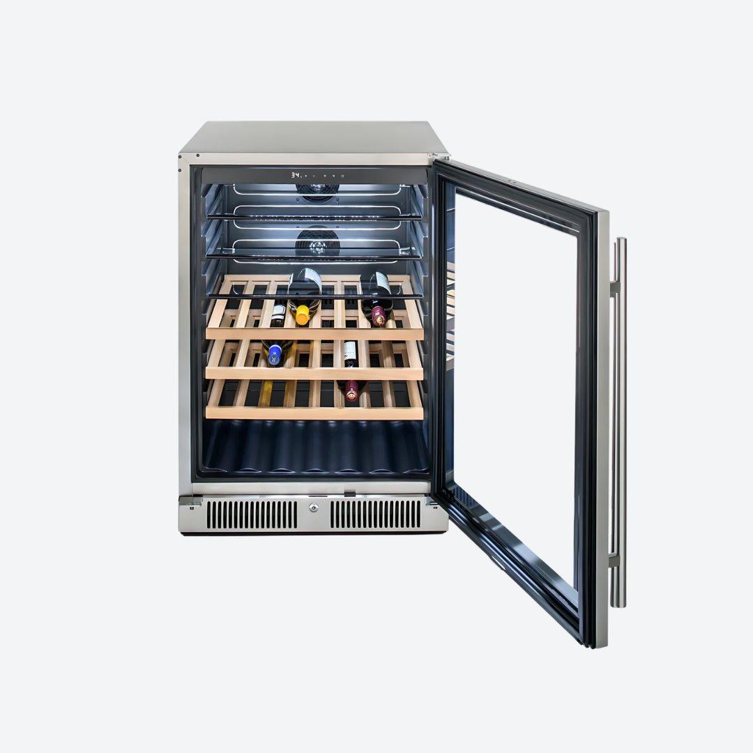 Centro de bebidas Blaze de 20 pulgadas para exteriores con puerta de cristal y control digital