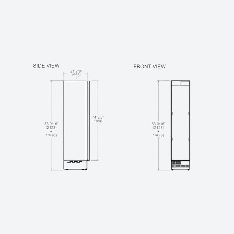 Congelador de columna panelable Bertazzoni de 18 pulgadas con bisagra izquierda e Ice Maker automático