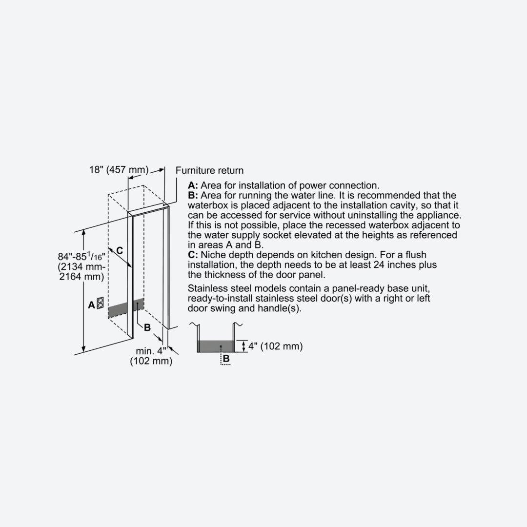 Congelador de columna panelable Bosch de 18 pulgadas con Ice Maker y diseño empotrable