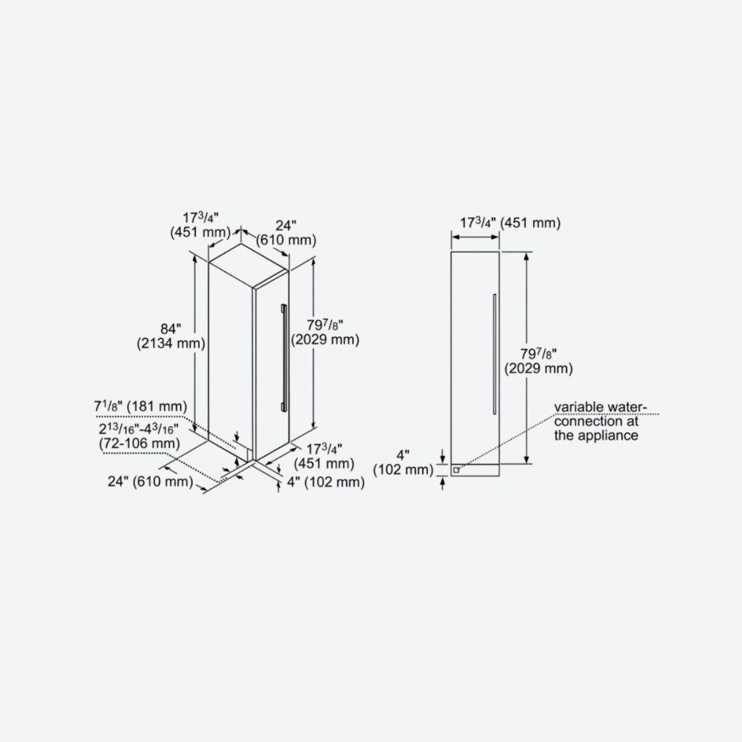 Congelador de columna panelable Bosch de 18 pulgadas con Ice Maker y diseño empotrable