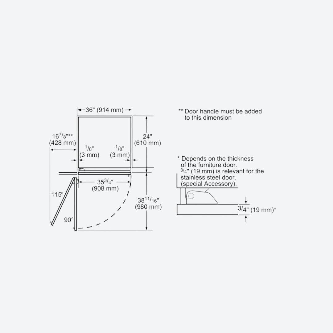 Congelador columna panelable Thermador de 36 pulgadas con fábrica de hielos interna y diseño flush