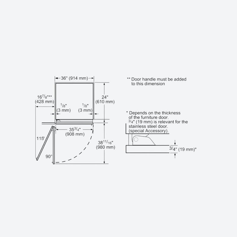 Congelador columna panelable Thermador de 36 pulgadas con fábrica de hielos interna y diseño flush
