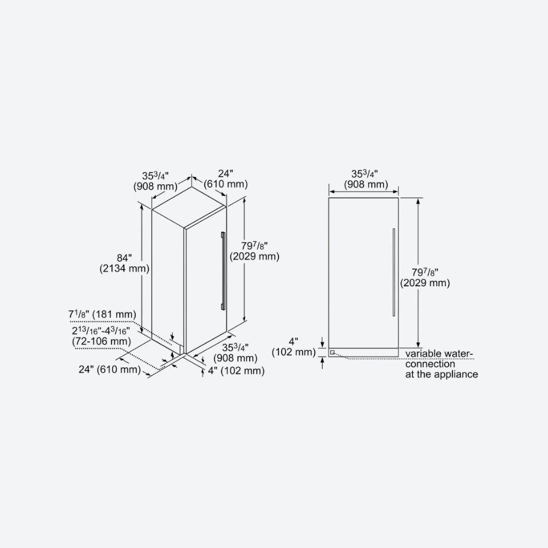 Congelador columna panelable Thermador de 36 pulgadas con fábrica de hielos interna y diseño flush