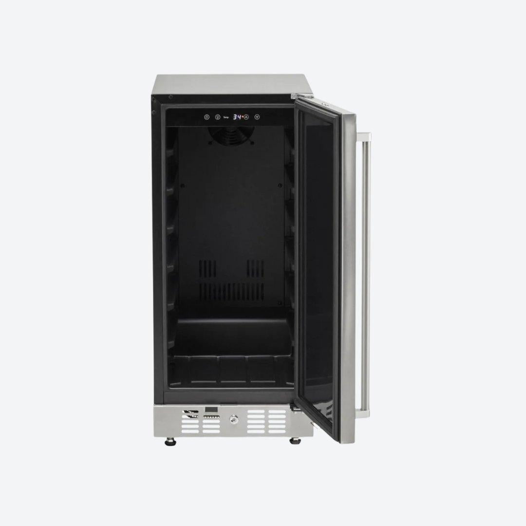 Frigobar Coyote de 15 pulgadas para exteriores con puerta reversible y control digital