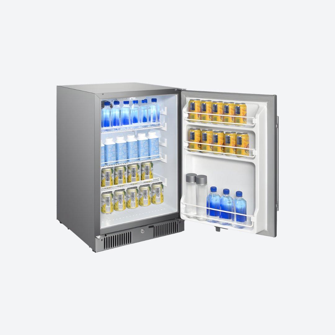 Frigobar Blaze de 20 pulgadas para exteriores con puerta reversible y diseño compacto