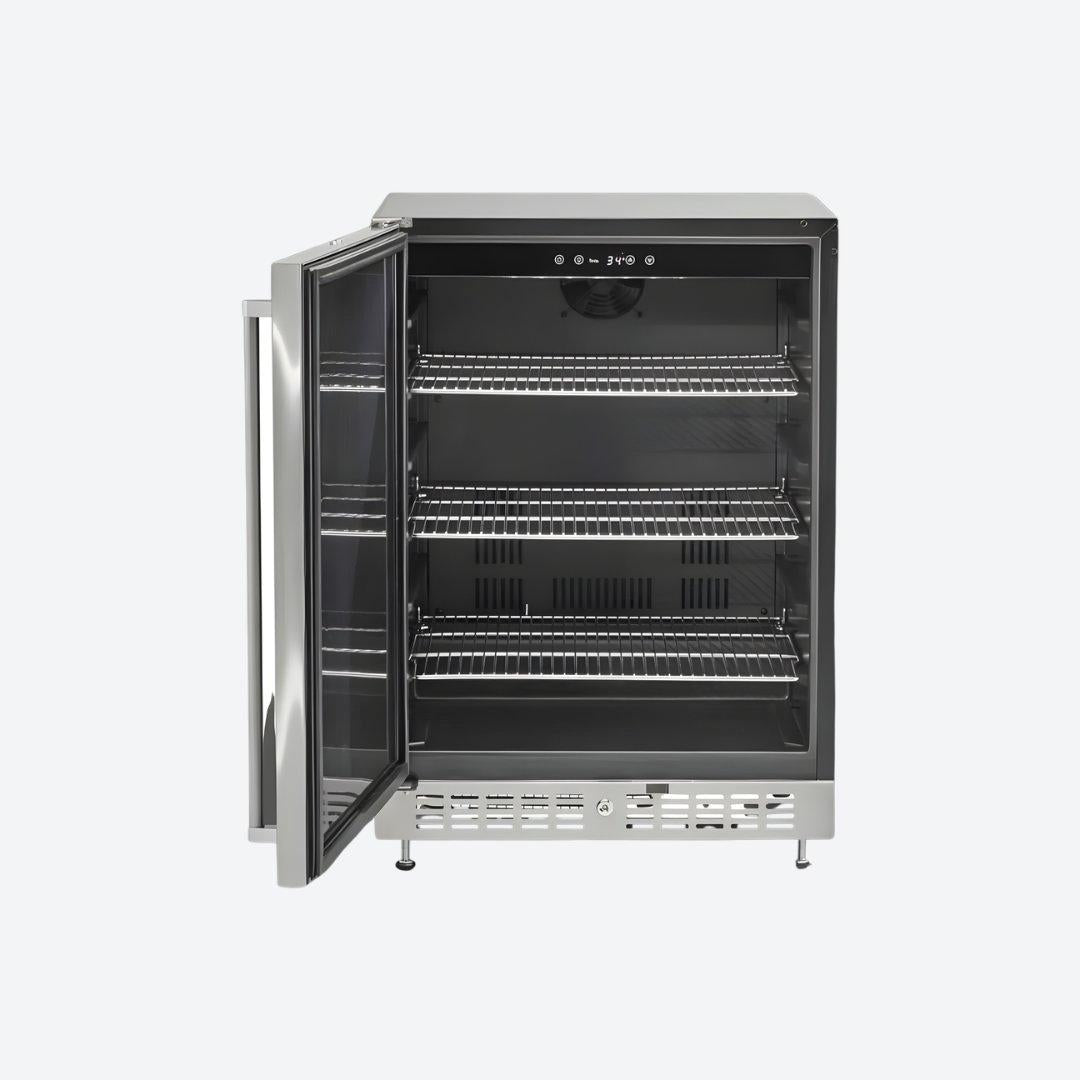 Frigobar Coyote de 24 pulgadas para exteriores con puerta reversible y control digital