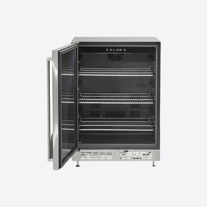 Frigobar Coyote de 24 pulgadas para exteriores con puerta reversible y control digital