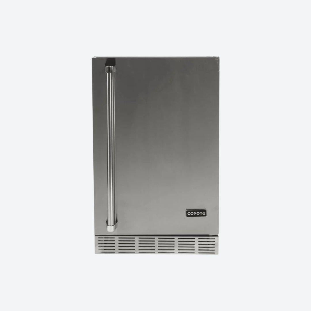 Frigobar Coyote de 24 pulgadas para exteriores con bisagra derecha en acero inoxidable