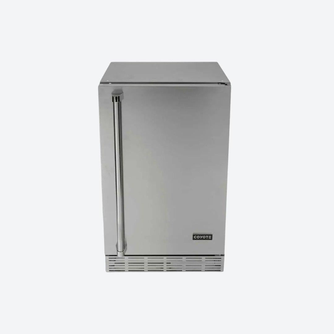 Frigobar Coyote de 24 pulgadas para exteriores con bisagra derecha en acero inoxidable