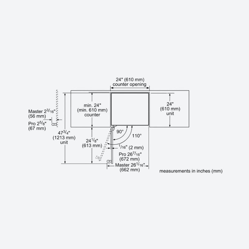 Refrigerador Thermador de 24 pulgadas bajo cubierta con puerta de cristal y jaladera Professional