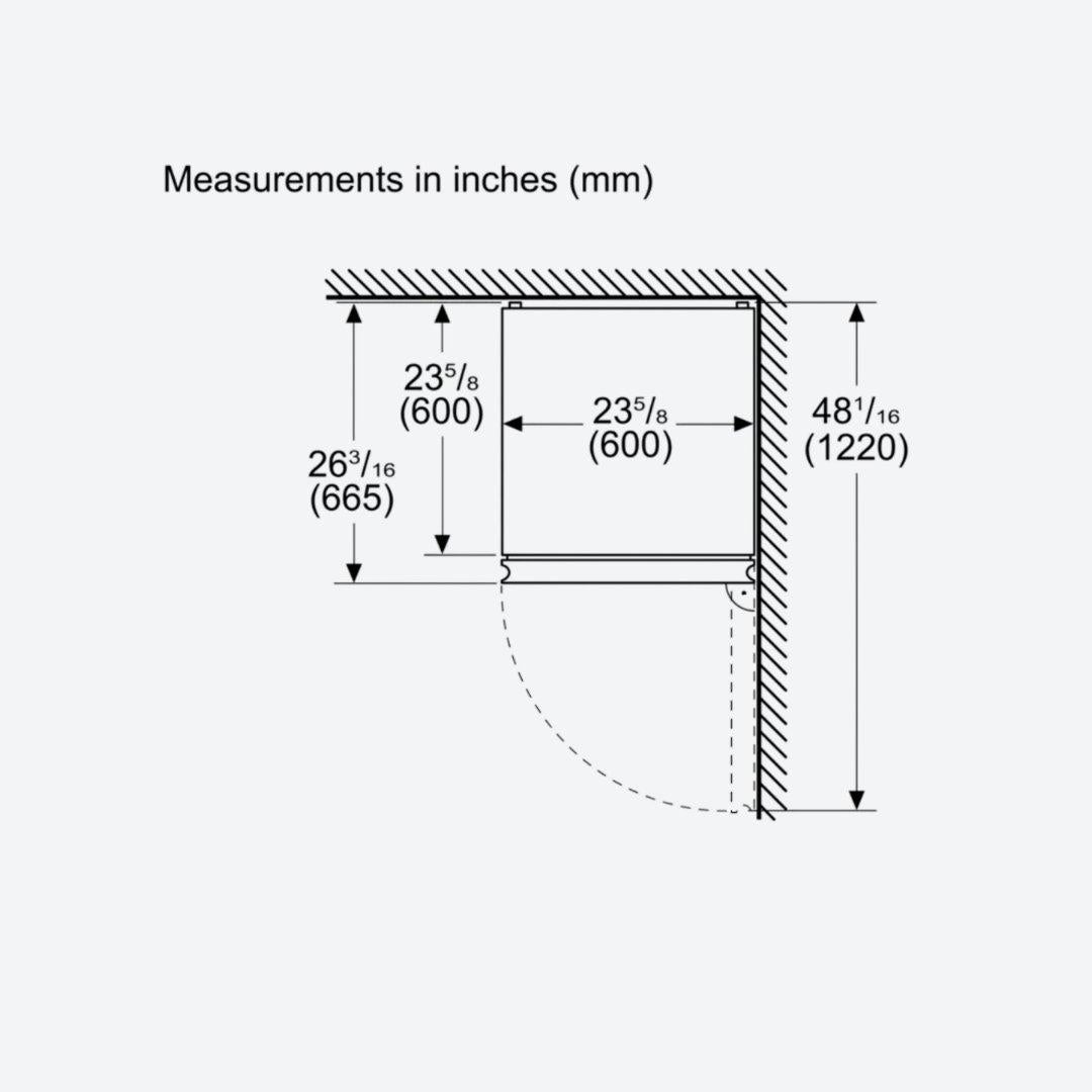 Refrigerador bottom mount Bosch de 24 pulgadas en acero inoxidable con diseño counter-depth