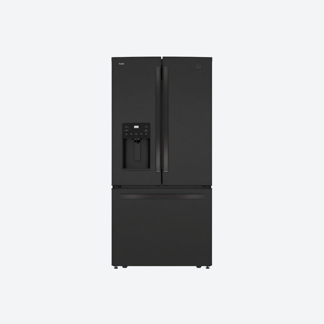 Refrigerador bottom mount GE Profile de 25 pies cúbicos en acabado Dark Slate con despachador en puerta
