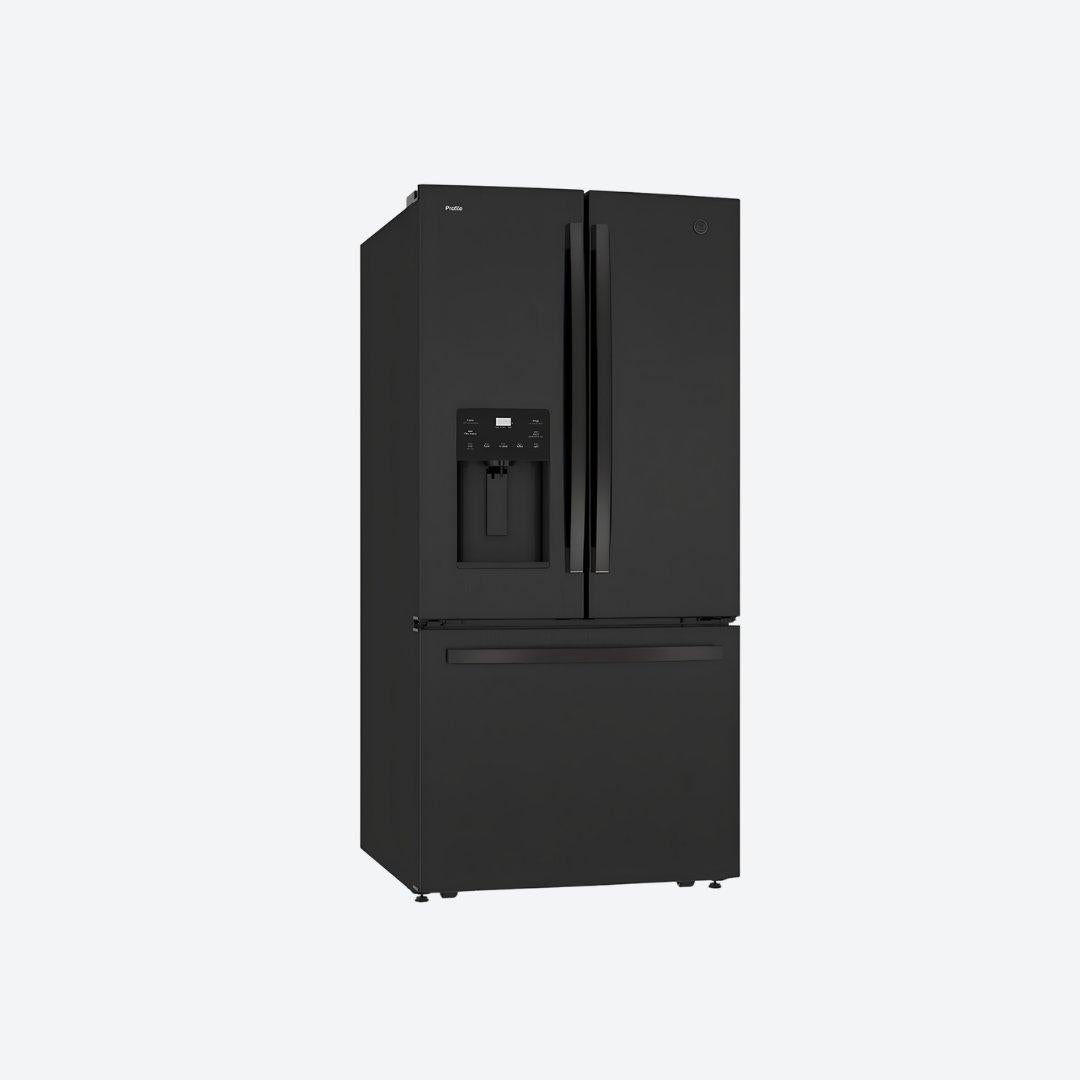 Refrigerador bottom mount GE Profile de 25 pies cúbicos en acabado Dark Slate con despachador en puerta