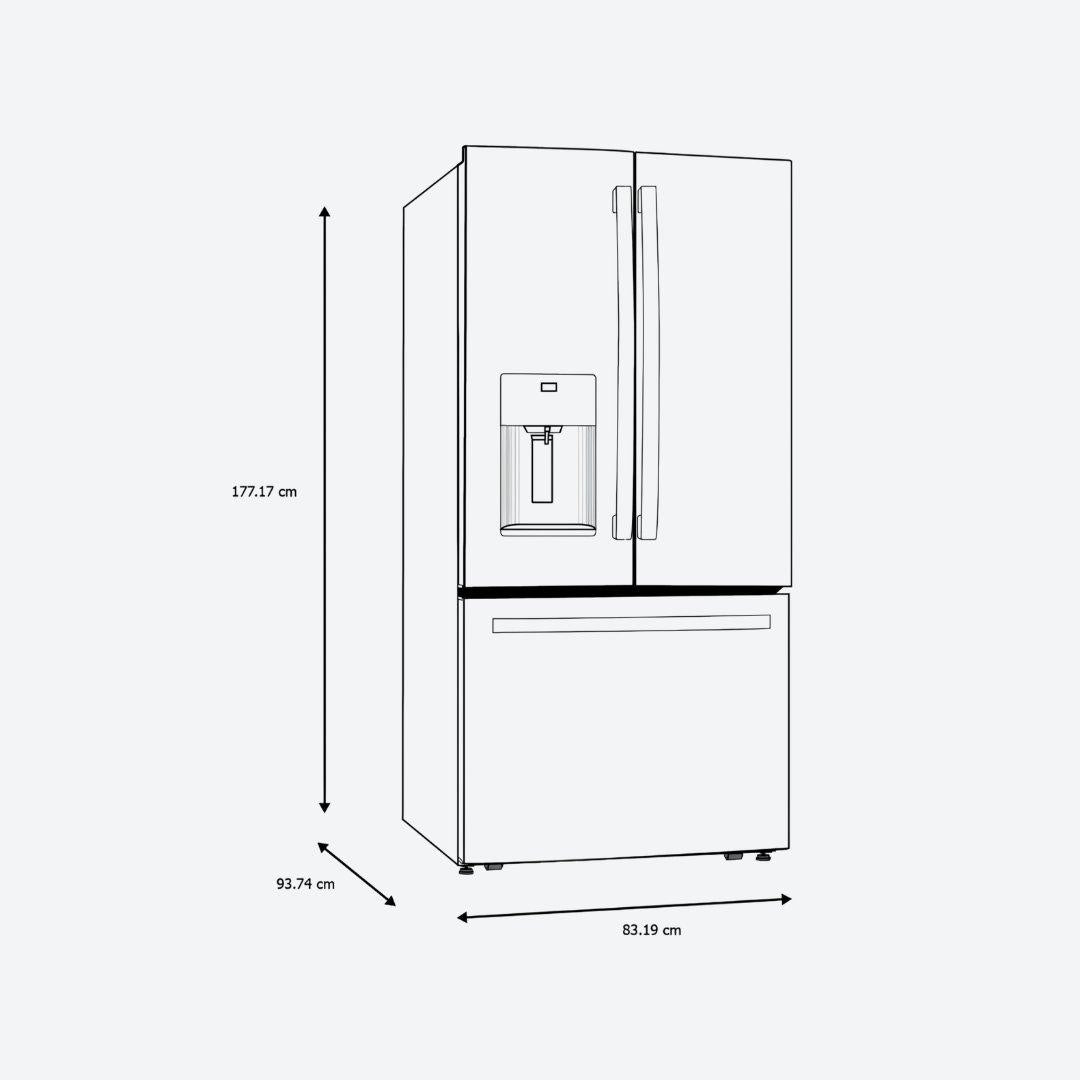 Refrigerador bottom mount GE Profile de 25 pies cúbicos en acabado Dark Slate con despachador en puerta