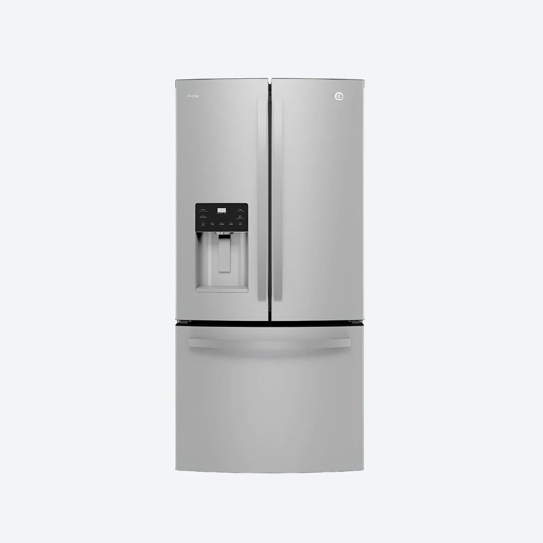 Refrigerador bottom mount GE Profile de 27 pies cúbicos en acabado inoxidable con despachador en puerta