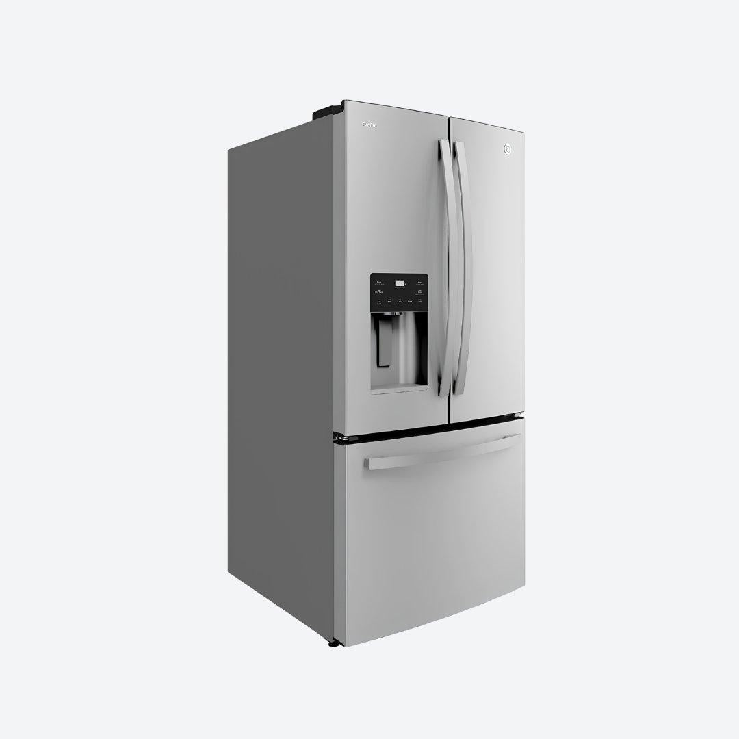 Refrigerador bottom mount GE Profile de 27 pies cúbicos en acabado inoxidable con despachador en puerta