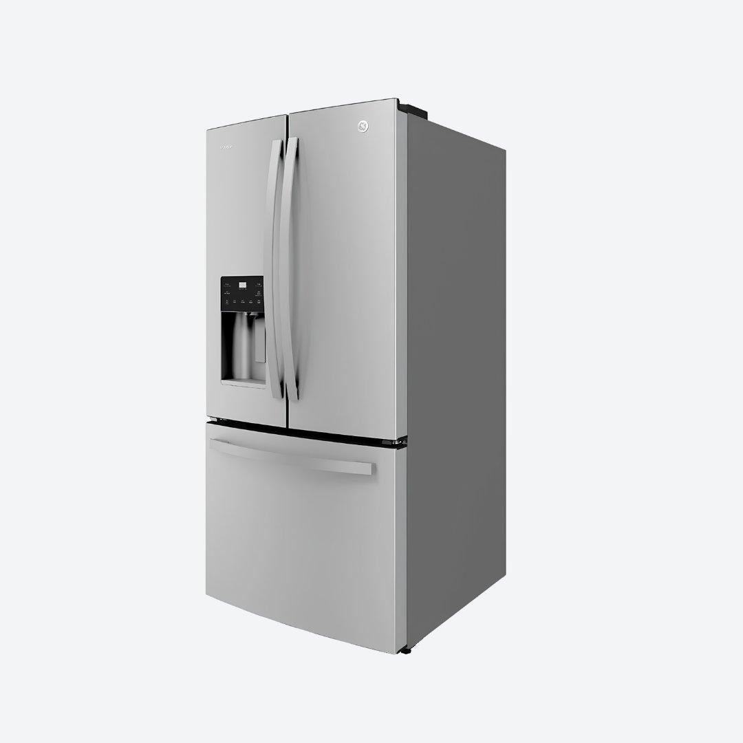Refrigerador bottom mount GE Profile de 27 pies cúbicos en acabado inoxidable con despachador en puerta