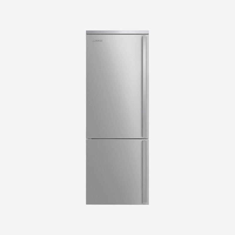 Refrigerador bottom mount Smeg Portofino de 28 pulgadas en acero inoxidable con opción de bisagra derecha o izquierda