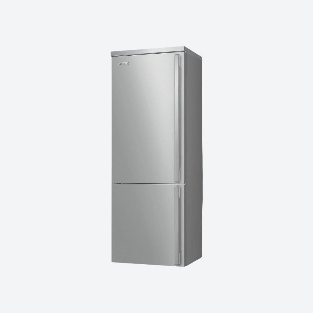 Refrigerador bottom mount Smeg Portofino de 28 pulgadas en acero inoxidable con opción de bisagra derecha o izquierda