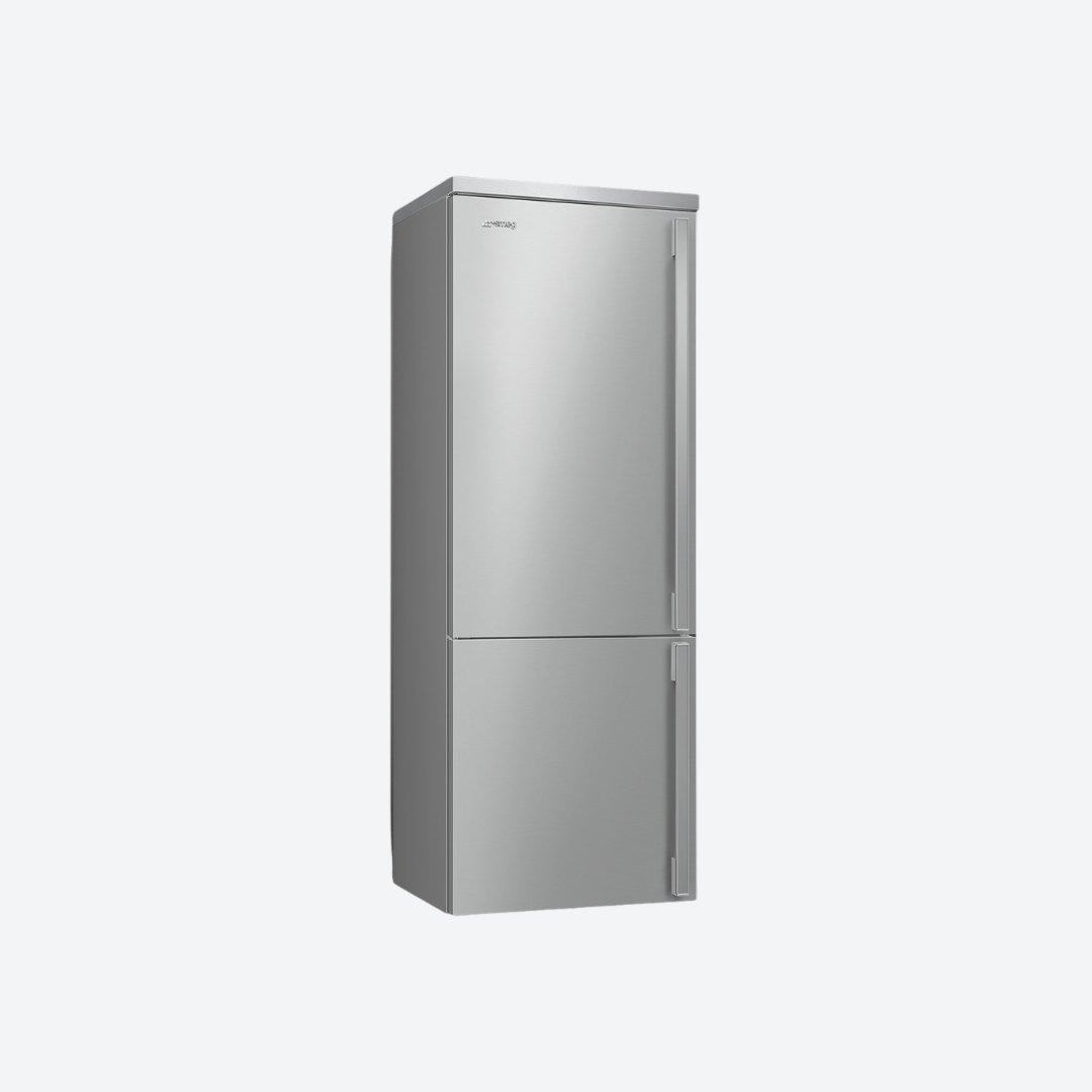 Refrigerador bottom mount Smeg Portofino de 28 pulgadas en acero inoxidable con opción de bisagra derecha o izquierda