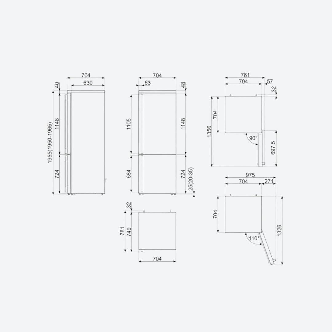 Refrigerador bottom mount Smeg Portofino de 28 pulgadas en acero inoxidable con opción de bisagra derecha o izquierda