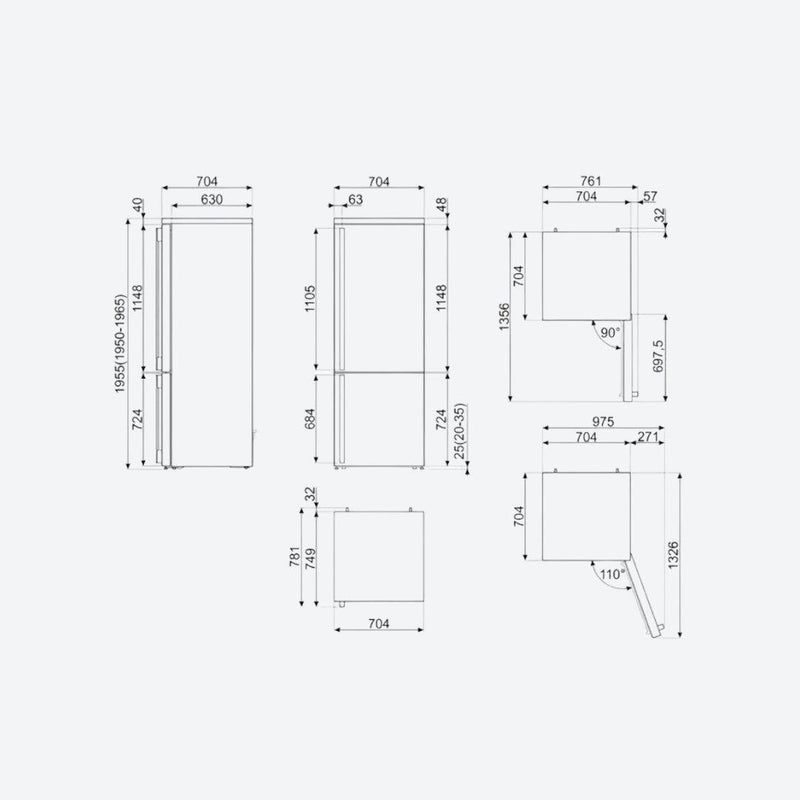 Refrigerador bottom mount Smeg Portofino de 28 pulgadas en acero inoxidable con opción de bisagra derecha o izquierda