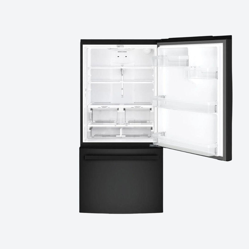 Refrigerador GE Profile bottom mount de 510 litros en acabado Dark Slate con congelador inferior