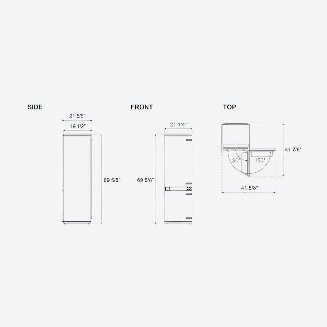 Refrigerador bottom mount panelable Bertazzoni de 24 pulgadas con cajón Fresco y puerta reversible
