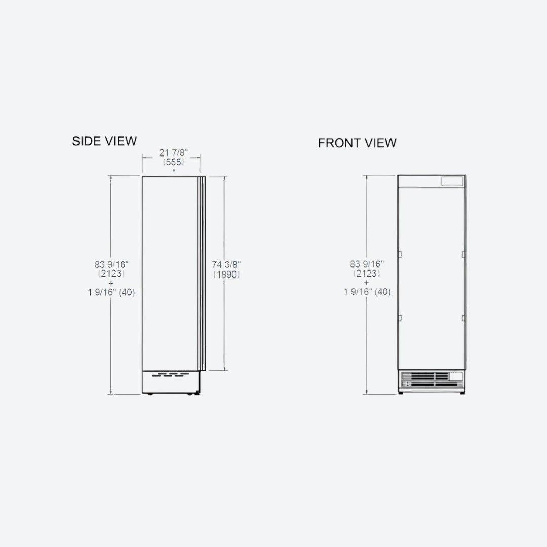 Refrigerador de columna panelable Bertazzoni de 24 pulgadas con dispensador interno de agua y puerta reversible