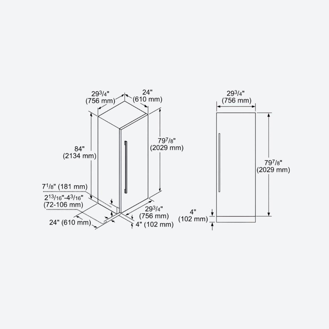 Refrigerador de columna panelable Bosch de 30 pulgadas con diseño empotrable premium