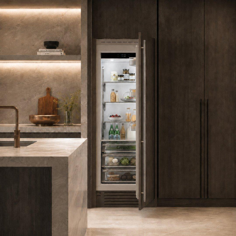 Refrigerador columna panelable SMEG de 30 pulgadas con diseño empotrable y pantalla TFT